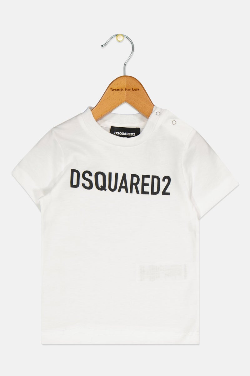 DSQUARED2 Toddlers Boy Crew Neck Short Sleeve Brand Logo T-Shirt, White - Image 1
