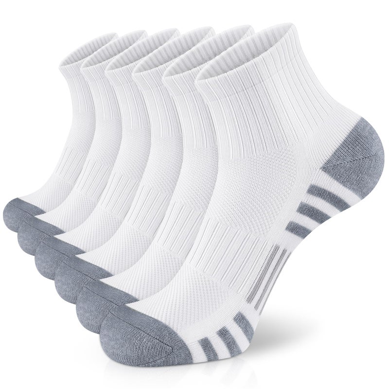 Airacker Athletic Quarter Socks with Cushion Running Ankle Socks for Men Women 6 Pairs - Image 1