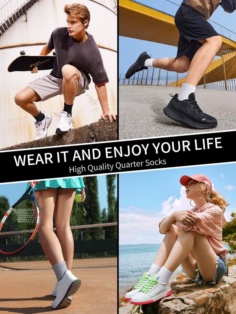 Airacker Athletic Quarter Socks with Cushion Running Ankle Socks for Men Women 6 Pairs - Image 2