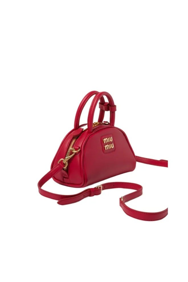 مياو مياو MIU معدن محفور شعار جلد مقبض علوي مع حزام قابل للفصل وقابل للتعديل لارتداء على الكتف لون ذهبي - Image 2