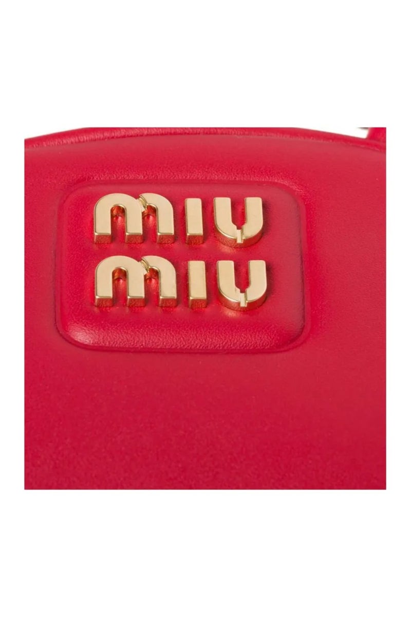 مياو مياو MIU معدن محفور شعار جلد مقبض علوي مع حزام قابل للفصل وقابل للتعديل لارتداء على الكتف لون ذهبي - Image 5