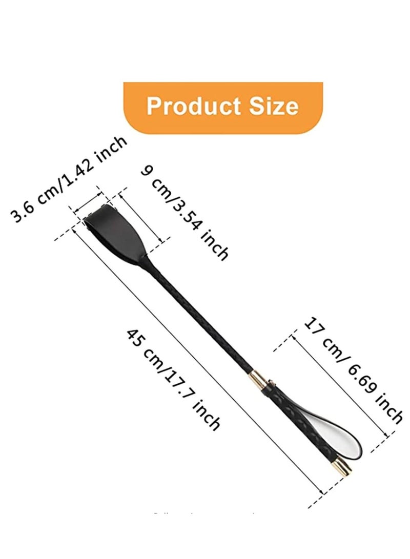 Captaintech Riding Crop for Horse, Black Leather Equestrian Training Tool, 18-Inch Horse Whip with Double Slapper, Premium Quality Equestrianism Horse Riding Crop, Outdoor Training Tool Black - Image 4