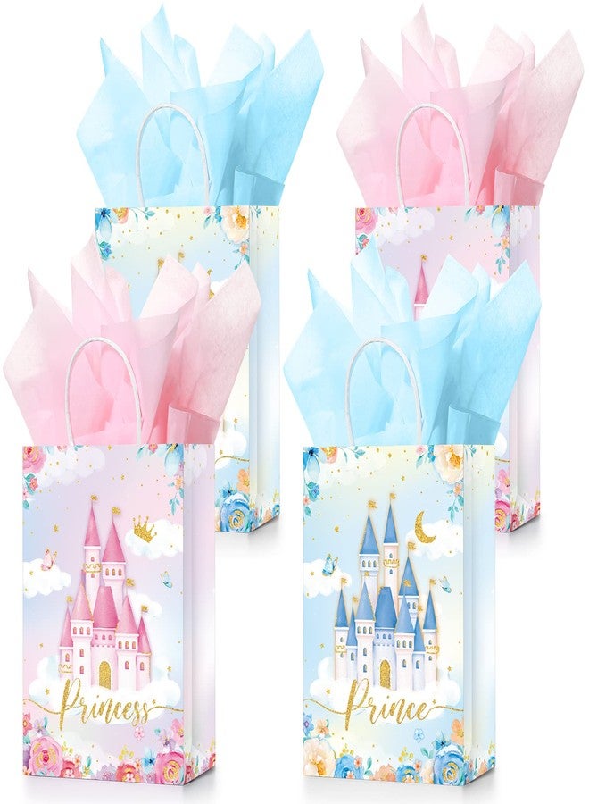 Nezyo 16 Pcs Princess Prince Party Favor Bags Prince Princess Goodie Gift Candy Bags for Birthday Baby Shower Party Favors(Pink and Blue Castle) - Image 1
