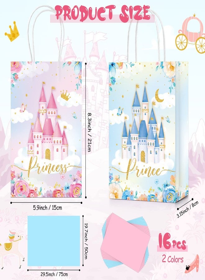Nezyo 16 Pcs Princess Prince Party Favor Bags Prince Princess Goodie Gift Candy Bags for Birthday Baby Shower Party Favors(Pink and Blue Castle) - Image 2
