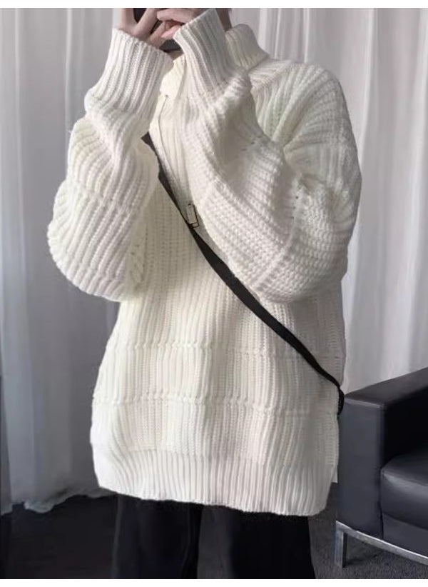 Generic - Mens Plush Deer Wool Pullover Sweater White - Image 1