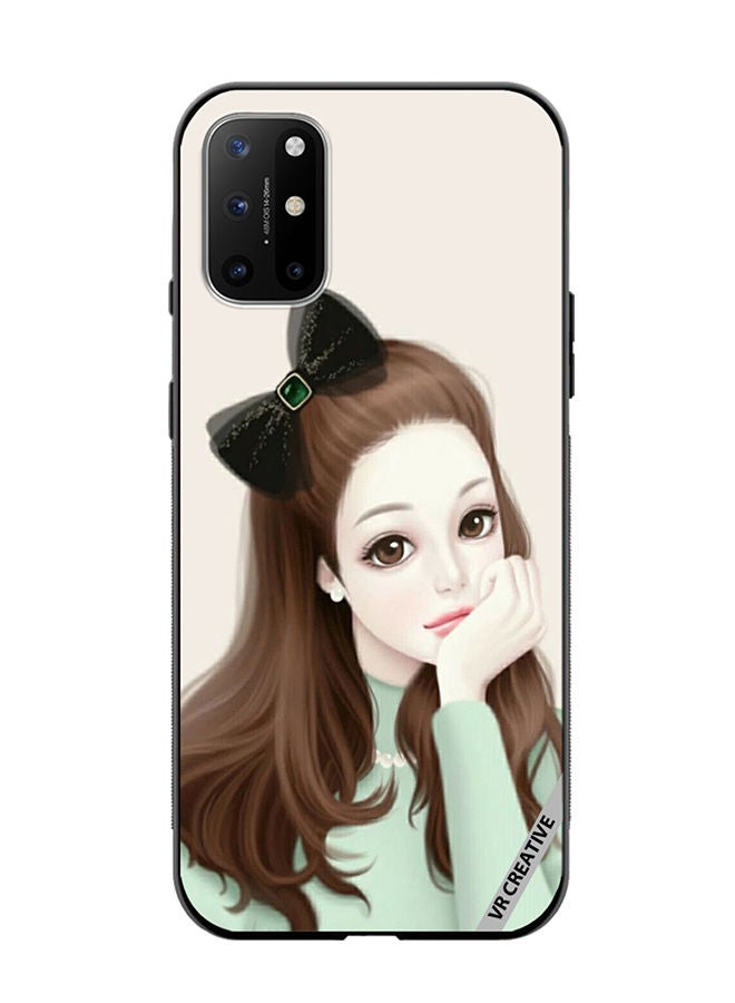 VR CREATIVE غطاء حماية لهاتف OnePlus 8T بتصميم فتاة مع شريط متعدد الألوان - Image 1