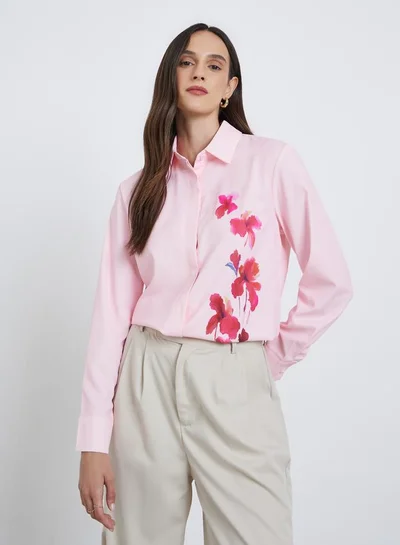 Styli Styli Floral Print Spread Collar Buttoned Shirt