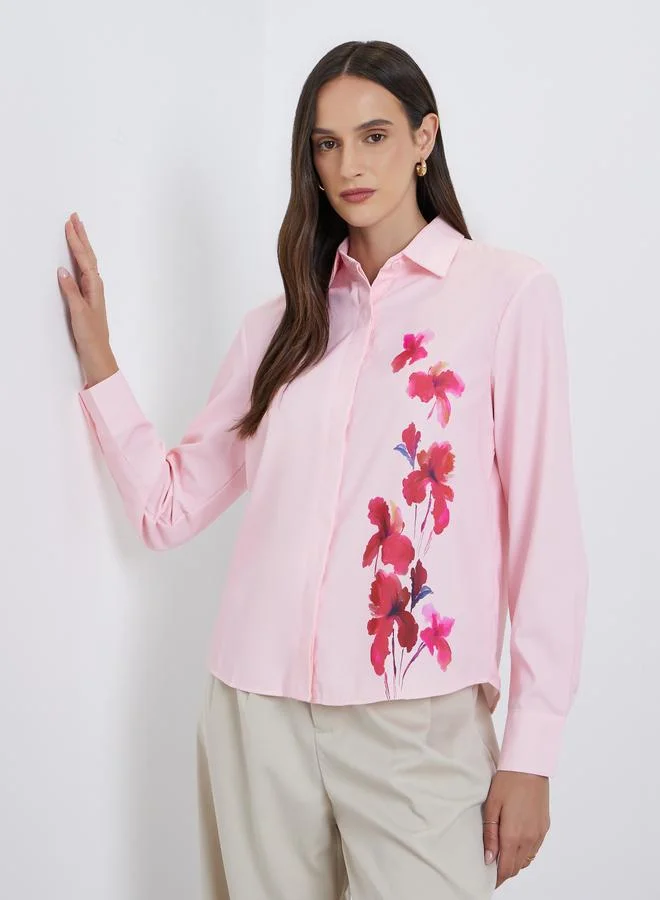Styli Styli Floral Print Spread Collar Buttoned Shirt