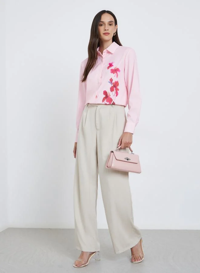 Styli Styli Floral Print Spread Collar Buttoned Shirt