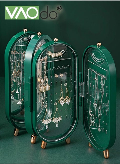 4-layer Foldable Jewelry Storage Box Visible and Easy to Take Jewelry Display Cabinet with Mirror Large Capacity Moisture-proof Ash-proof Storage Box