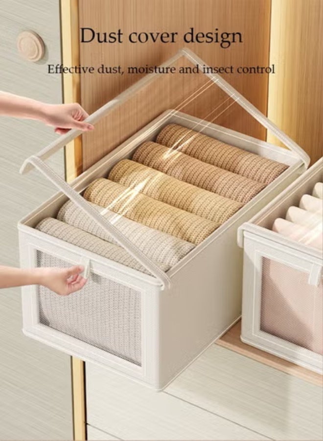DUNISO 3 Pack Linen Storage Bins Foldable Closet Storage Organizer,Cube Storage Box With Transparent Visible Windows, Wardrobe, Home Bedroom, Office - Image 5