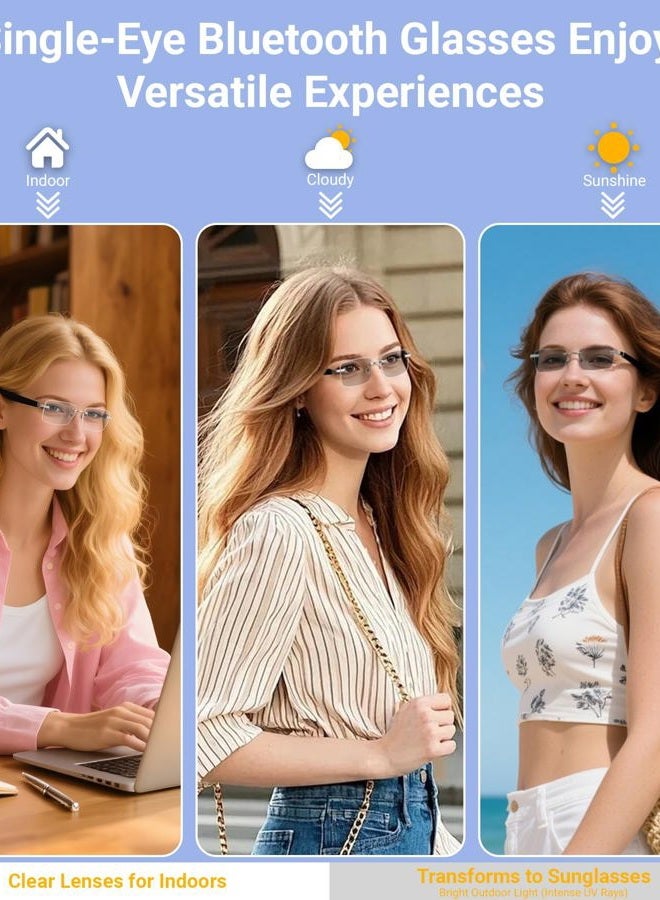 Jacuate AI Smart Bluetooth Glasses for Men and Women with Chat GPT, Translation Glasses with 115 Languages and Rimless Photochromic Lens, Hands-Free Calls, UV Protection Translator Sunglasses for Music, work - Image 3