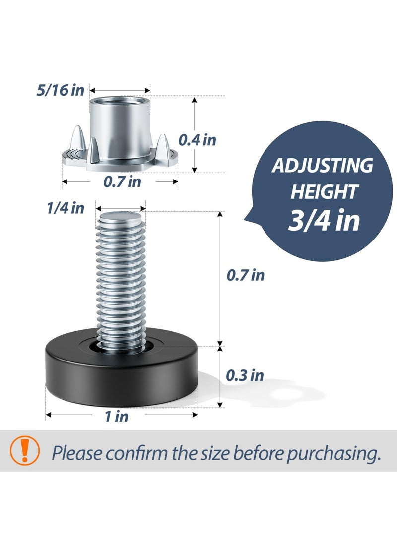 CMGTYYD. مسويات أثاث، أقدام تسوية أثاث مع صواميل على شكل حرف T، 12 قطعة من مسويات قابلة للتعديل بخيوط 1/4 بوصة - 20 UNC، ومسويات أرجل طاولات تُثبّت بالبراغي للطاولات والكراسي وأرجل المقاعد والخزائن. - Image 3
