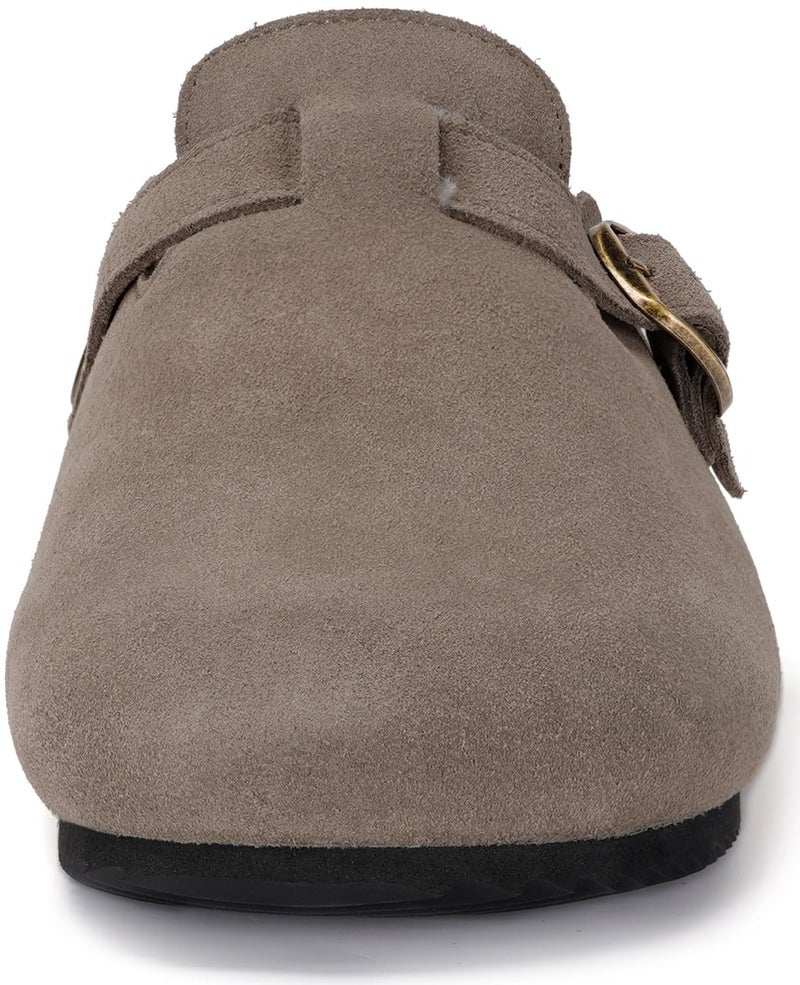 Intini Womens Fur Lined Suede Clogs Mens Fuzzy Leather Mules Cork Footbed Slip On Winter Potato Shoes with Arch Support Dark Brown 12 Women/11 Men - Image 4