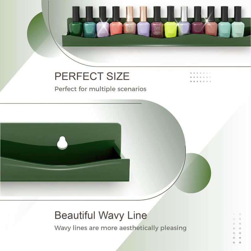 YMVV 6 Pack Nail Polish Wall Mounted Shelf,15 Inch Nail Polish Floating Shelves for 66-90 Bottles Multi-Purpose,Ideal Gift, Great Display for Salons Retailers,Dark Green - Image 4