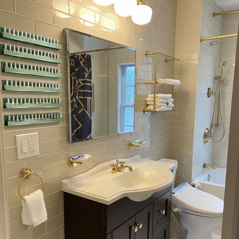 YMVV 6 Pack Nail Polish Wall Mounted Shelf,15 Inch Nail Polish Floating Shelves for 66-90 Bottles Multi-Purpose,Ideal Gift, Great Display for Salons Retailers,Dark Green - Image 5