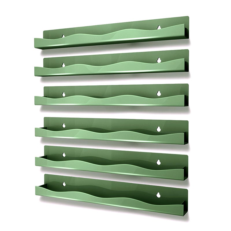 YMVV 6 Pack Nail Polish Wall Mounted Shelf,15 Inch Nail Polish Floating Shelves for 66-90 Bottles Multi-Purpose,Ideal Gift, Great Display for Salons Retailers,Dark Green - Image 1