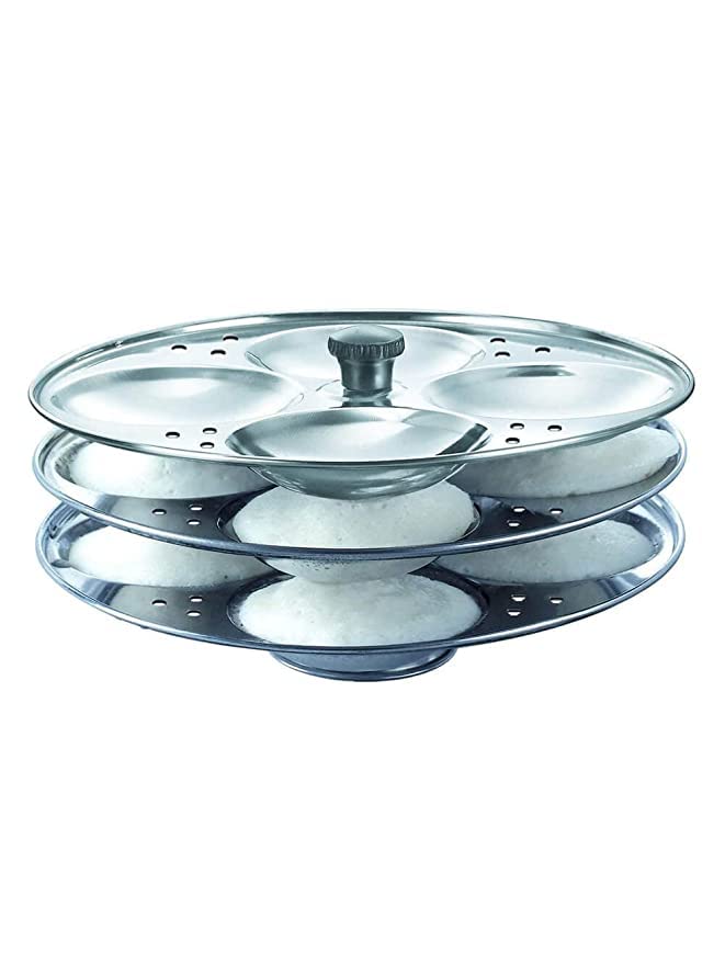 HaRvic HaRvic Idli Stand Stainless Steel 3Rack Idli Plates for 12 Pieces Regular Size Idli Preparation Food Grade Idli Stand3 Plate  - Image 1