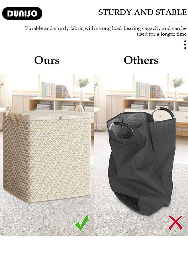 DUNISO Foldable Closet Storage Box Washable Closet Storage Organizer Wardrobe Clothes Organizer Cube Storage Bin Closet Organizer Storage Basket with Handle for Clothing Jeans Blankets Toys  - Image 5