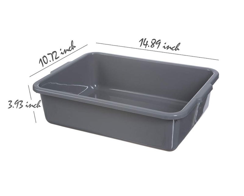 ZHENFAN 4-Pack Commercial Bus Tubs 8L, Grey Plastic Bus Box/Tote, Bus Wash Dish Basin Pans - Image 2