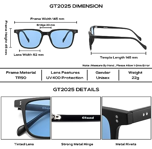Gtand Unisex Vintage Retro Square Style Tinted Sunglasses For Men Women Fashion Rectangle Sun Glasses 52mm - Image 5