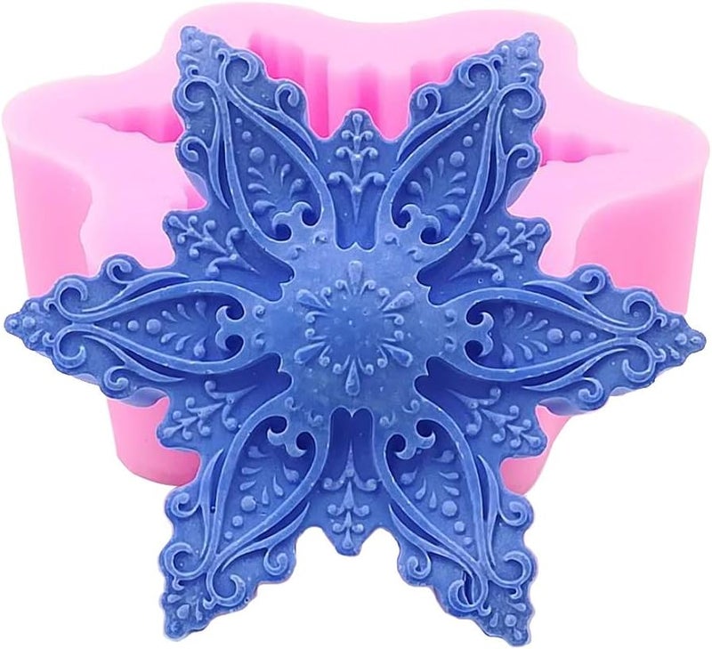 Monqui Christmas Snowflake Silicone Mold for Handmade Soap, Crafts, Candle, Chocolate, Muffins, Ice - Image 1