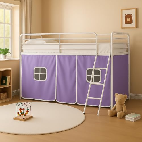 HLS Lilac Bed Tent for Mid Sleeper Beds – Kids Play Tent Room Canopy – Privacy Curtain with Windows – Fits Standard Mid-Sleeper Frame – Girls' Bedroom Accessory - Image 2