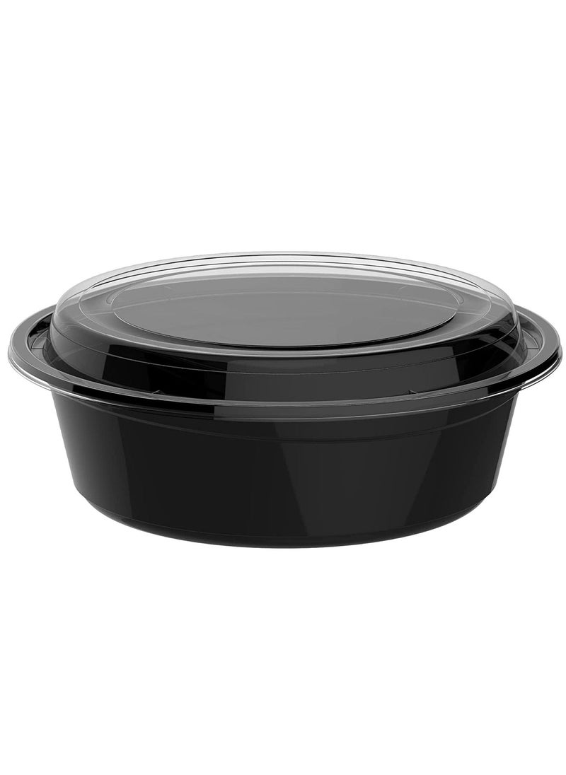 ALSAQER [10 Pack]Round Black Base with Lids Food Storage Container [32 OZ- R0-32]/Disposable Food Container /Meal Prep Containers/Lunch Boxes Microwave/Freezer Safe(1 - Compartment)  - Image 2