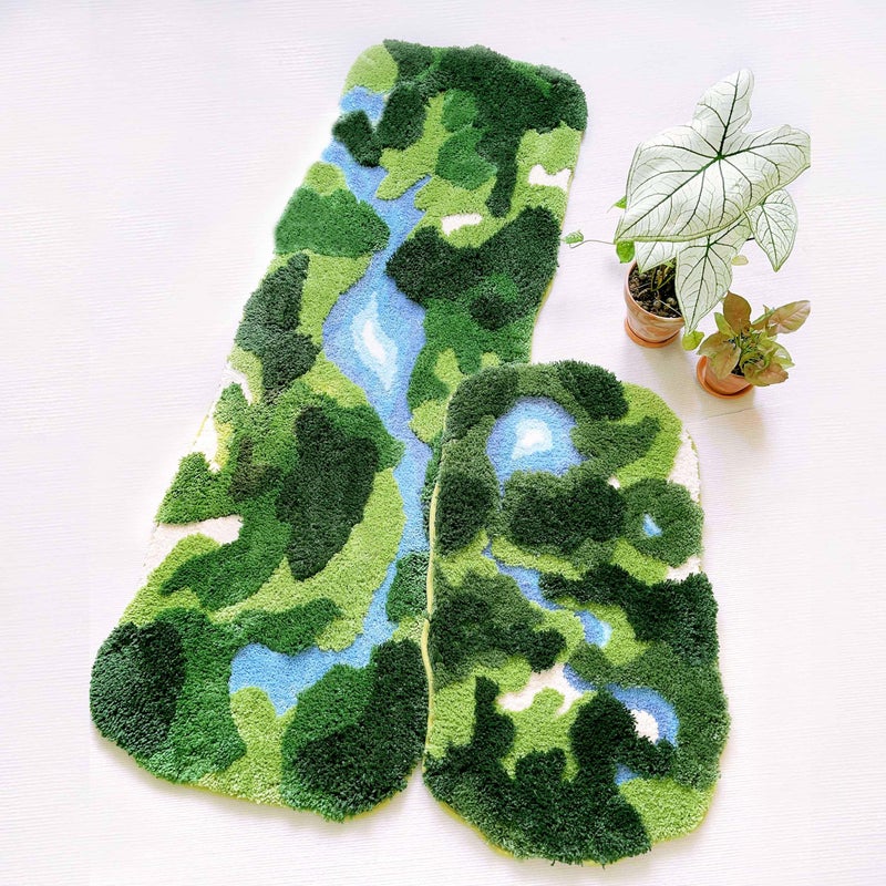 THRILRUG 20"Ã—35" Moss Fluffy Rug,Funny Bath,Mat Rugs Runner for Bedside Dorm Bedroom Hallways Shag Leaf Area Rugs Non Slip,Ultra Soft Washable Kids Pets Carpet for Bedroom,Living Room Forest Green - Image 2