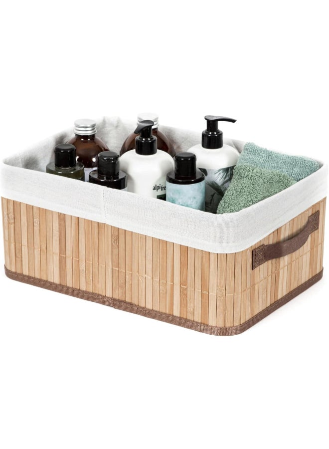 COMPACTOR Foldable Rectangular Bamboo Laundry Basket Beige and White 15 x 25 x 35 cm RAN5215 - Image 5