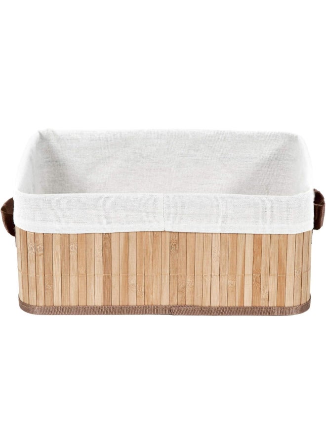 COMPACTOR Foldable Rectangular Bamboo Laundry Basket Beige and White 15 x 25 x 35 cm RAN5215 - Image 2