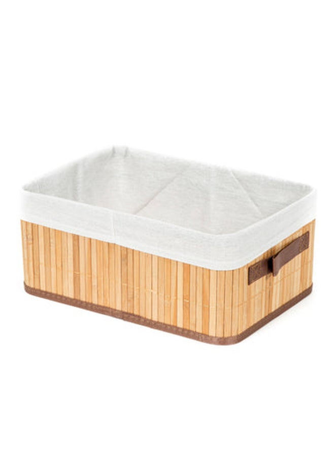 COMPACTOR Foldable Rectangular Bamboo Laundry Basket Beige and White 15 x 25 x 35 cm RAN5215 - Image 1