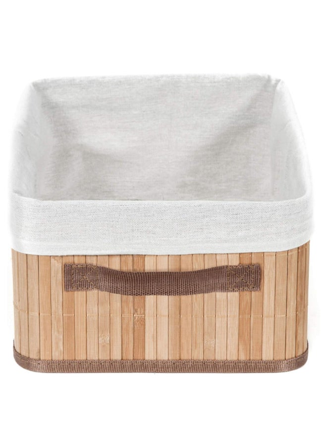COMPACTOR Foldable Rectangular Bamboo Laundry Basket Beige and White 15 x 25 x 35 cm RAN5215 - Image 3