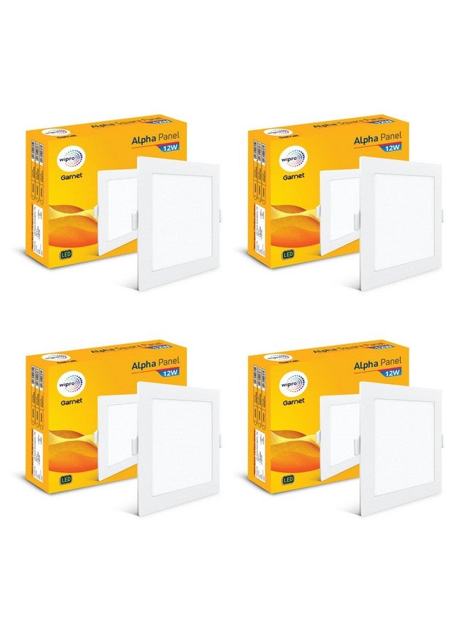 wipro Garnet 12W Square LED Alpha Panel | Warm White Light (2700K) | Recessed Down Light for False Ceiling | Cutout - 110x110mm | Pack of 4 - Image 1
