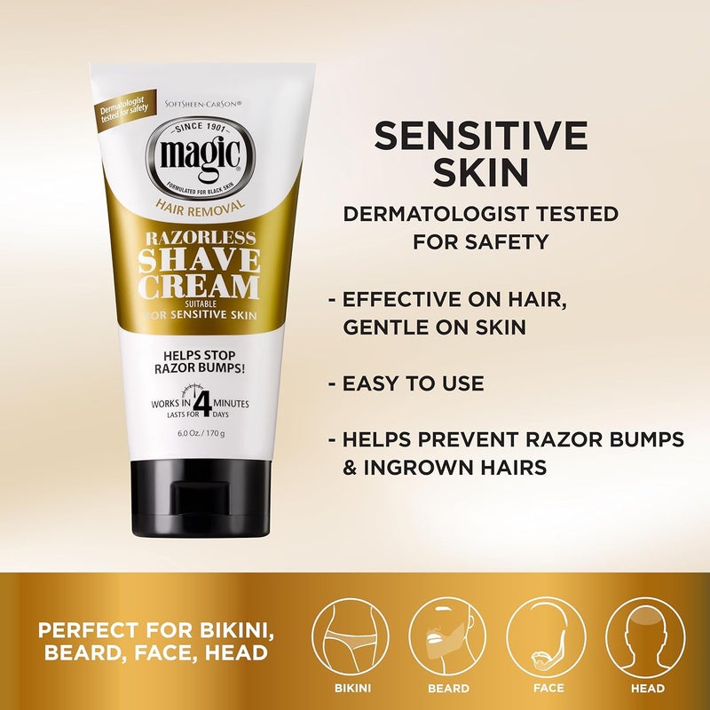 SoftSheen-Carson كريم الحلاقة السحري بدون شفرات من سوفت شين-كارسون - كريم إزالة الشعر للشعر الخشن والمجعد، 6 أونصات - Image 2