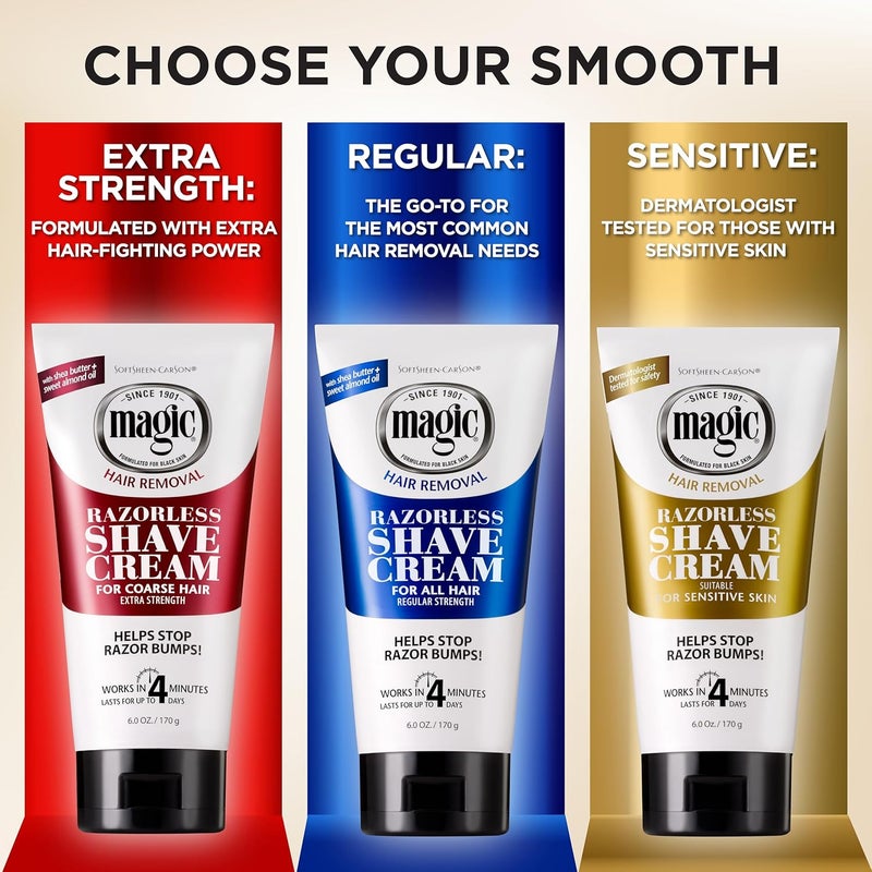 SoftSheen-Carson كريم الحلاقة السحري بدون شفرات من سوفت شين-كارسون - كريم إزالة الشعر للشعر الخشن والمجعد، 6 أونصات - Image 5