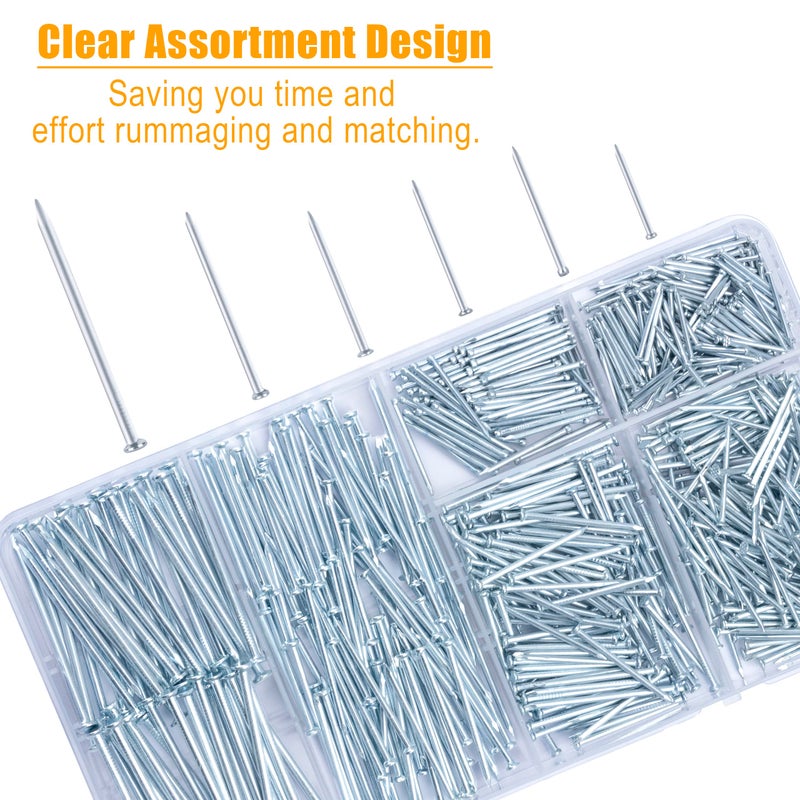 KURUI 700pcs Hardware Nails for Hanging Pictures Assorted Kit, Up to 2"-Long Picture Hanging Nails for Wall Drywall Wood, Finish Nails Assortment Kit, 640 Frame Nails and 60 Small Finishing Nails - Image 3