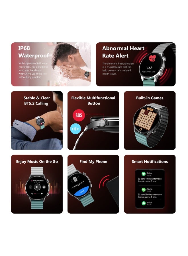 KIESLECT KR Pro LTD Smartwatch 1.43" AMOLED HD Display, AOD, IP68 Waterproof, Heart Rate Alerts, Android & iOS Compatible Grey - Image 5