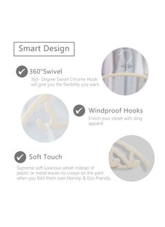 TYCOM Tycom Non-Slip Velvet Hangers - Suit Hangers (50 Pack) Ultra Thin Space Saving 360 Degree Swivel Hook Clothes Hangers Hold Up-to 10 Lbs, for Coats, Jackets, Pants, Dress Clothe- Curved 50pcs Beige  - Image 4