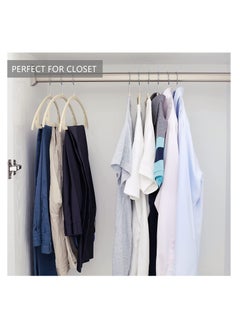 TYCOM Tycom Non-Slip Velvet Hangers - Suit Hangers (50 Pack) Ultra Thin Space Saving 360 Degree Swivel Hook Clothes Hangers Hold Up-to 10 Lbs, for Coats, Jackets, Pants, Dress Clothe- Curved 50pcs Beige  - Image 5