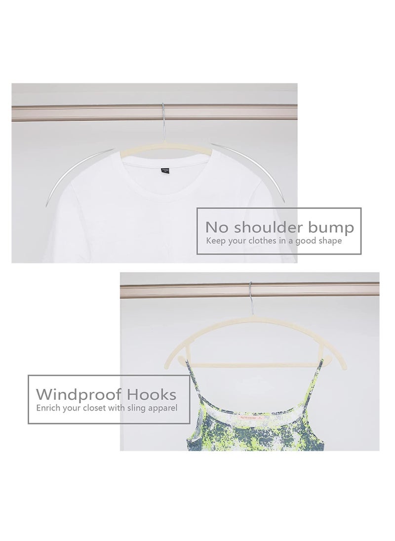 TYCOM Non-Slip Velvet Hangers - Suit Hangers (50 Pack) Ultra Thin Space Saving 360 Degree Swivel Hook Clothes Hangers Hold Up-to 10 Lbs, for Coats, Jackets, Pants, Dress Clothe- Curved 50pcs Beige  - Image 3