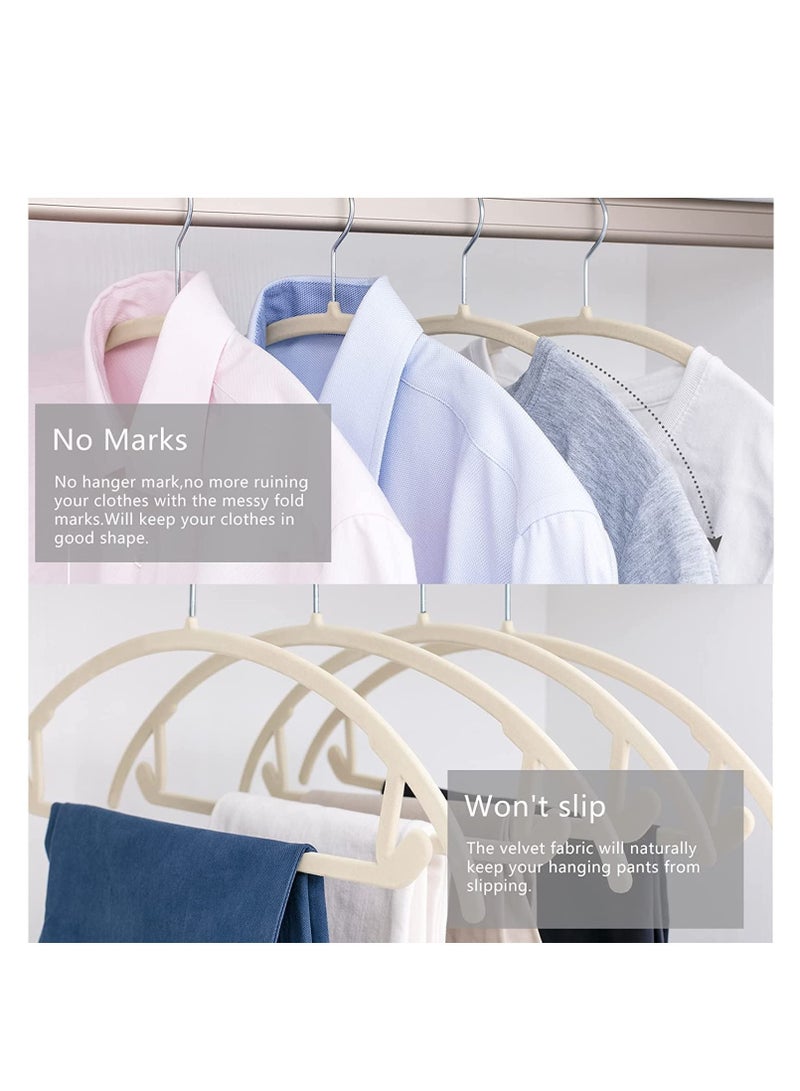 Non-Slip Velvet Hangers - Suit Hangers (50 Pack) Ultra Thin Space Saving 360 Degree Swivel Hook Clothes Hangers Hold Up-to 10 Lbs, for Coats, Jackets, Pants, Dress Clothe- Curved 50pcs Beige