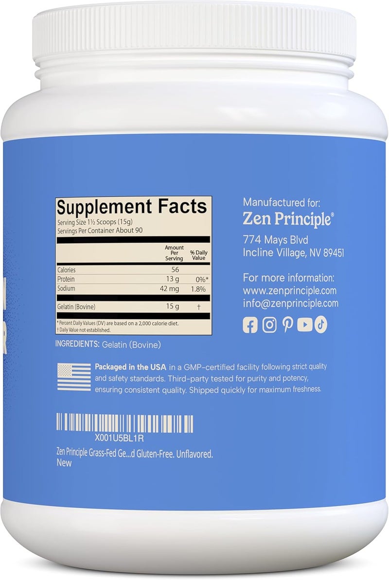 Zen Principle Grass-Fed Beef Gelatin Powder, 3 lb - Unflavored Dietary Supplement for Healthy Hair, Skin, Joints & Nails - Image 3