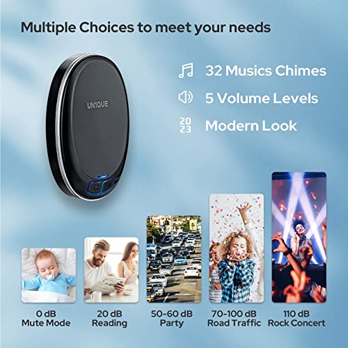 UN1QUE Wireless Door Bell for Home - Small Calling Bell for Office, 1000ft Long Range with 36 Chimes, 100dB Louder Volume, 4 Level Volume, LED Light, IP44 Waterproof (U421) - Image 5
