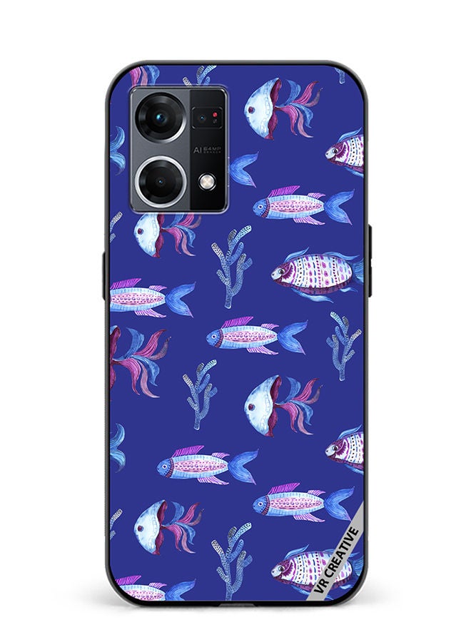 VR CREATIVE Protective Case Cover For Oppo Reno8 4G Fish And Octopus Design Multicolour - Image 1