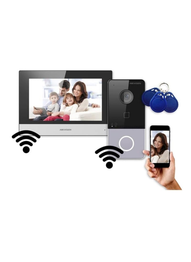 HIKVISION - Hikvision (DS-KIS603-P) WiFi Video Intercom Door Station Bundle, support PoE - Image 1