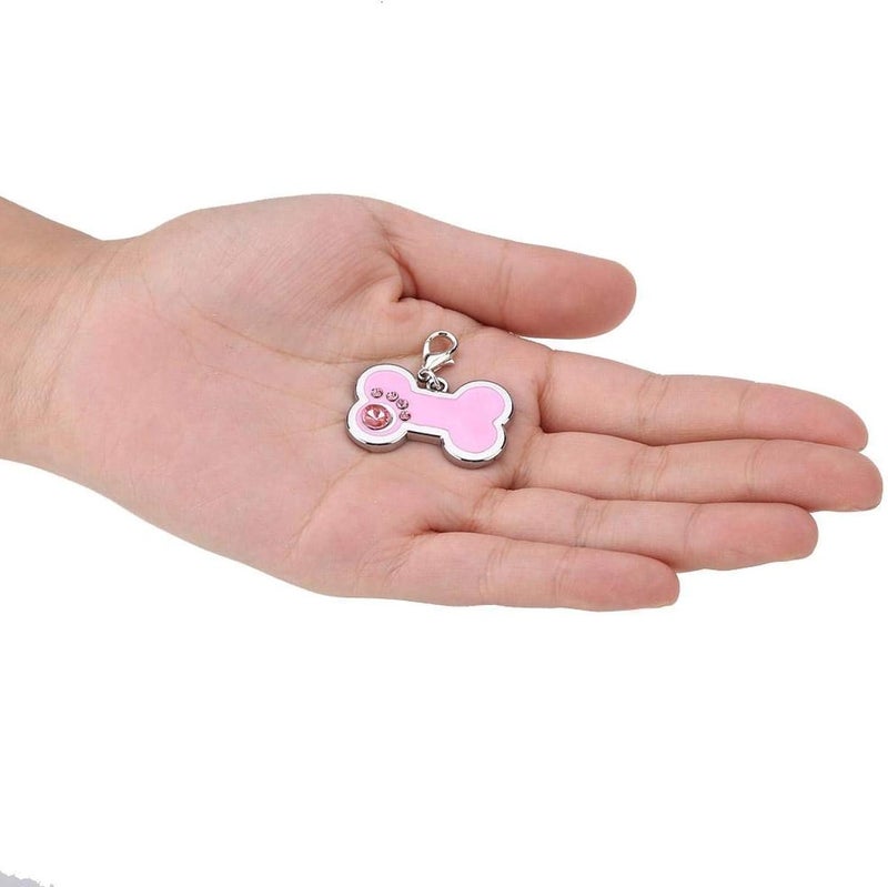 KUIDAMOS 4 Colors Cute Pet Zinc Alloy Tag Bone Shape with Rhinestones Decor Personalized for Dogs and Cats Also as A Keychain - Image 5