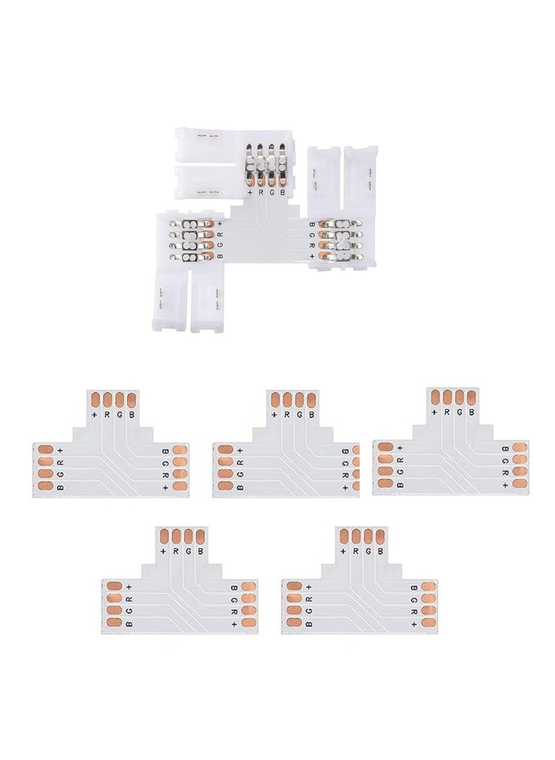 Snoogg SOOOGG 4 core 22 AWG cable with 4 pin connector and 4 pin Needle pin connector 6 inch Solderless for COBSMD 2835 3528 RGB LED Strips Unwired Gapless led strip Adapter Extension  - Image 1
