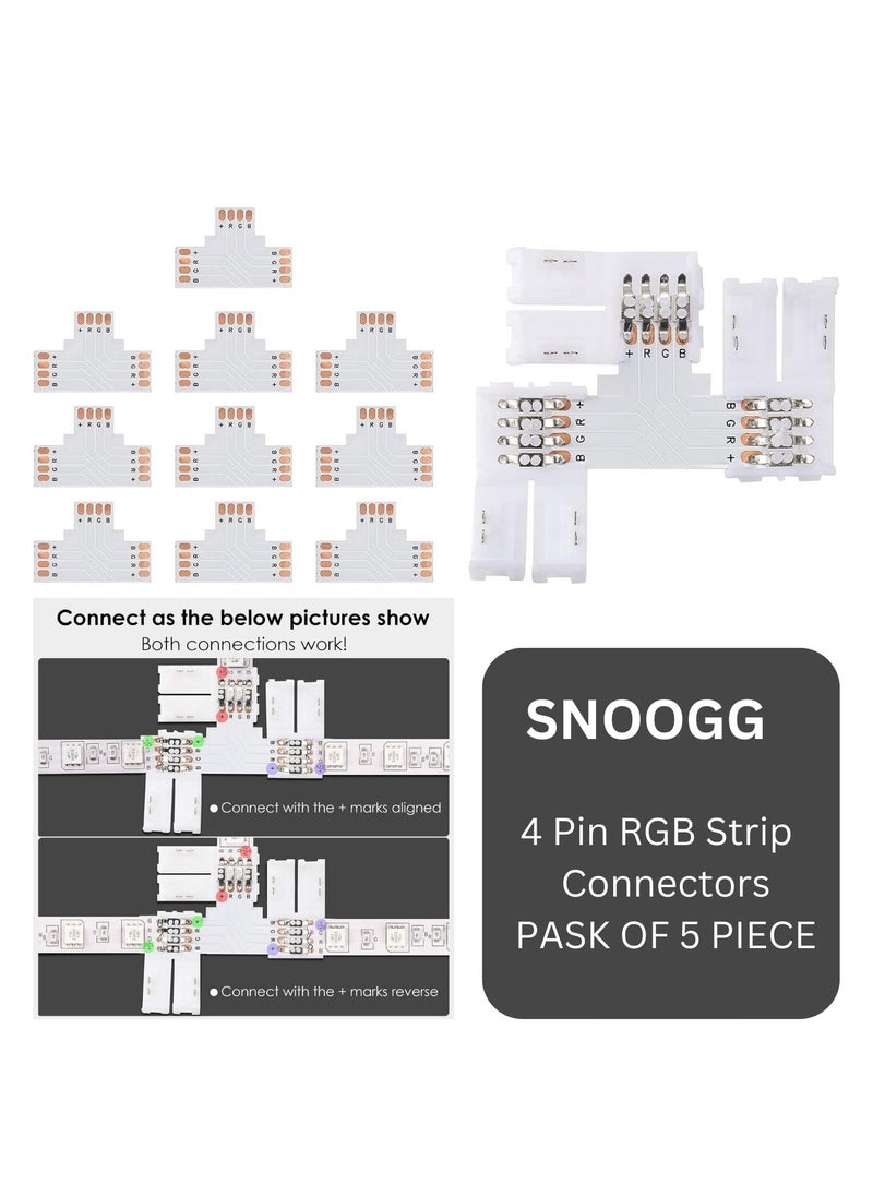 Snoogg SOOOGG 4 core 22 AWG cable with 4 pin connector and 4 pin Needle pin connector 6 inch Solderless for COBSMD 2835 3528 RGB LED Strips Unwired Gapless led strip Adapter Extension  - Image 5