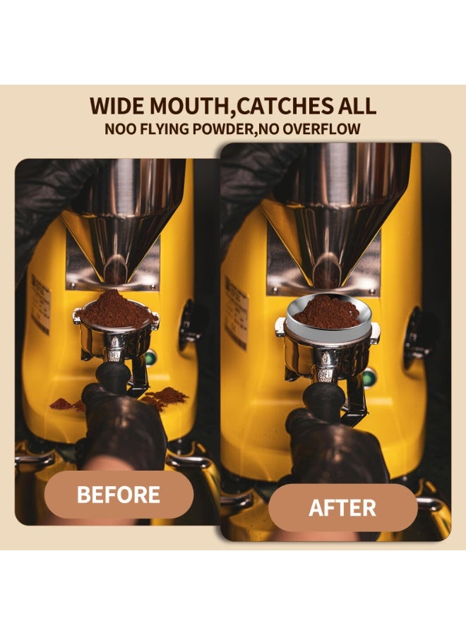 شابية قمع جرعات الإسبريسو المغناطيسي مقاس 58 مم، حلقة جرعات خفيفة الوزن لآلة القهوة مع 4 مغناطيسات، متوافق مع قمع جرعات الإسبريسو بالفلتر (فضي) - Image 4